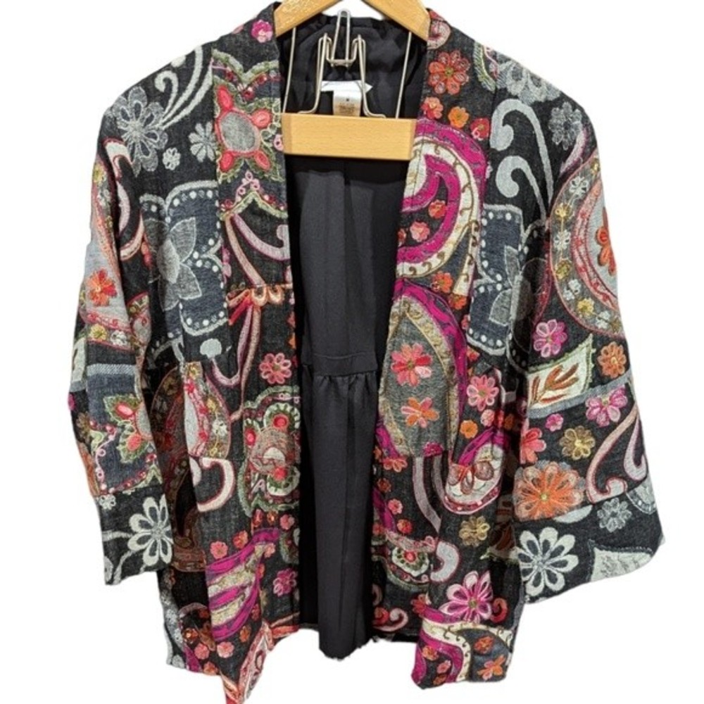 Soft Surroundings 100% Wool Embroidered Jacket Size Medium